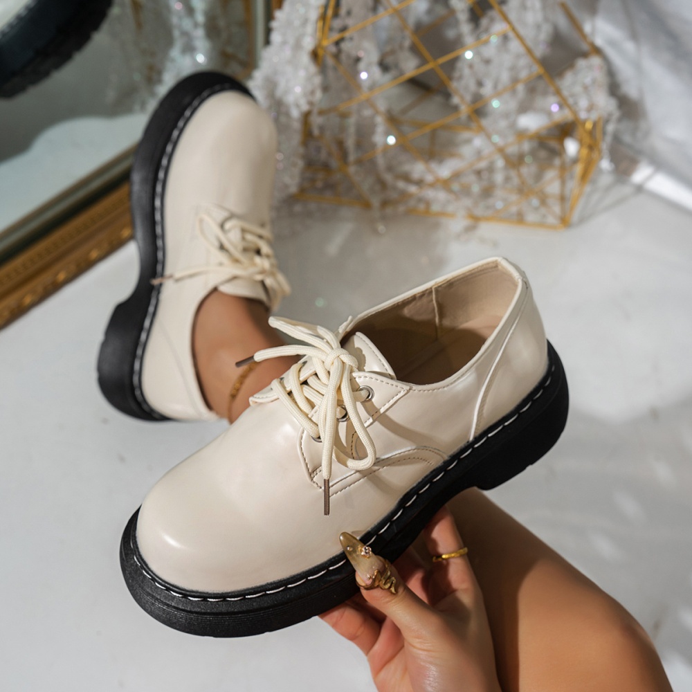 Retro small leather shoes thick crust college style shoes