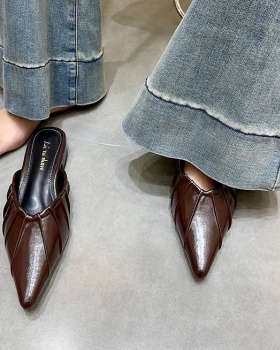 Niche spring slippers thick pointed sandals for women