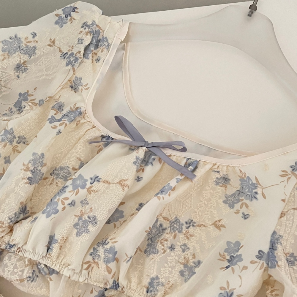 Cotton tops short sleeve short skirt a set