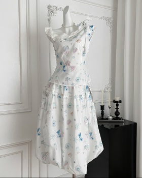 Show young summer halter tops niche skirt a set