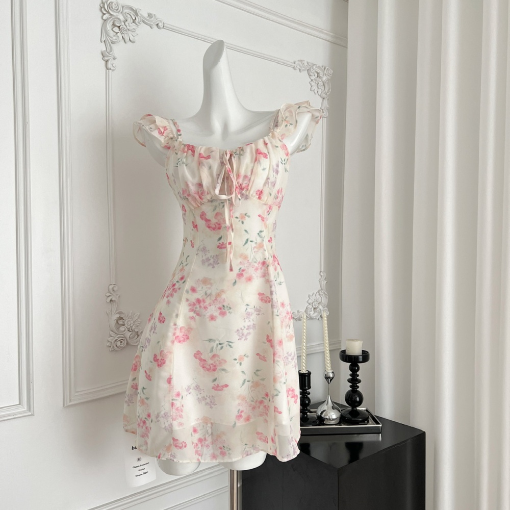 Boats sleeve wear romantic dress for women