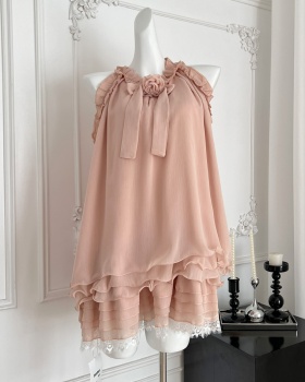 Laminated halter show young rose chouzhe dress