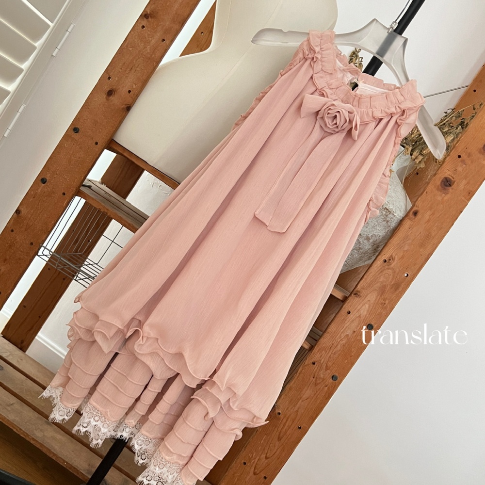 Laminated halter show young rose chouzhe dress