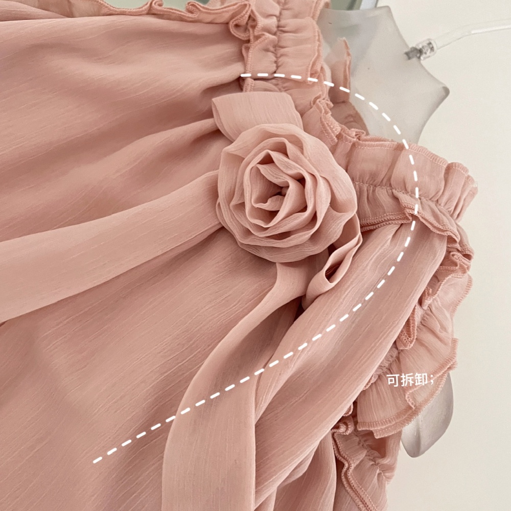 Laminated halter show young rose chouzhe dress