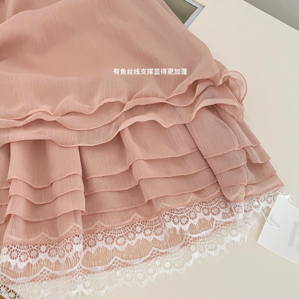 Laminated halter show young rose chouzhe dress