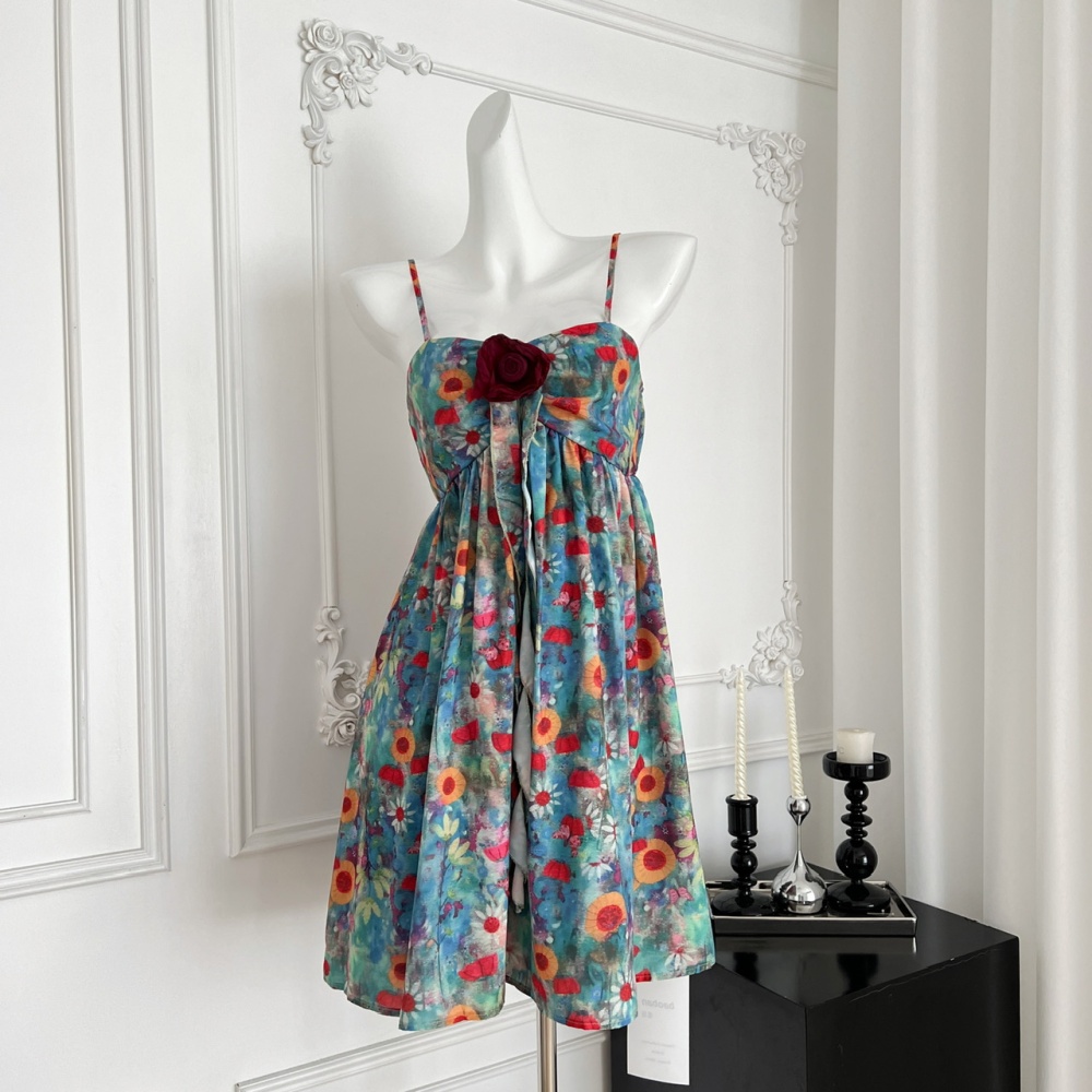 Summer spicegirl slim doll shirt sling floral tops