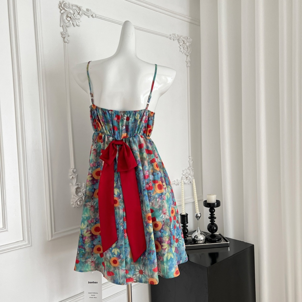 Summer spicegirl slim doll shirt sling floral tops