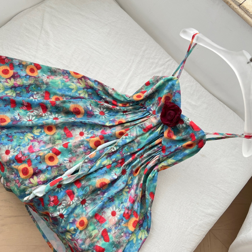 Summer spicegirl slim doll shirt sling floral tops