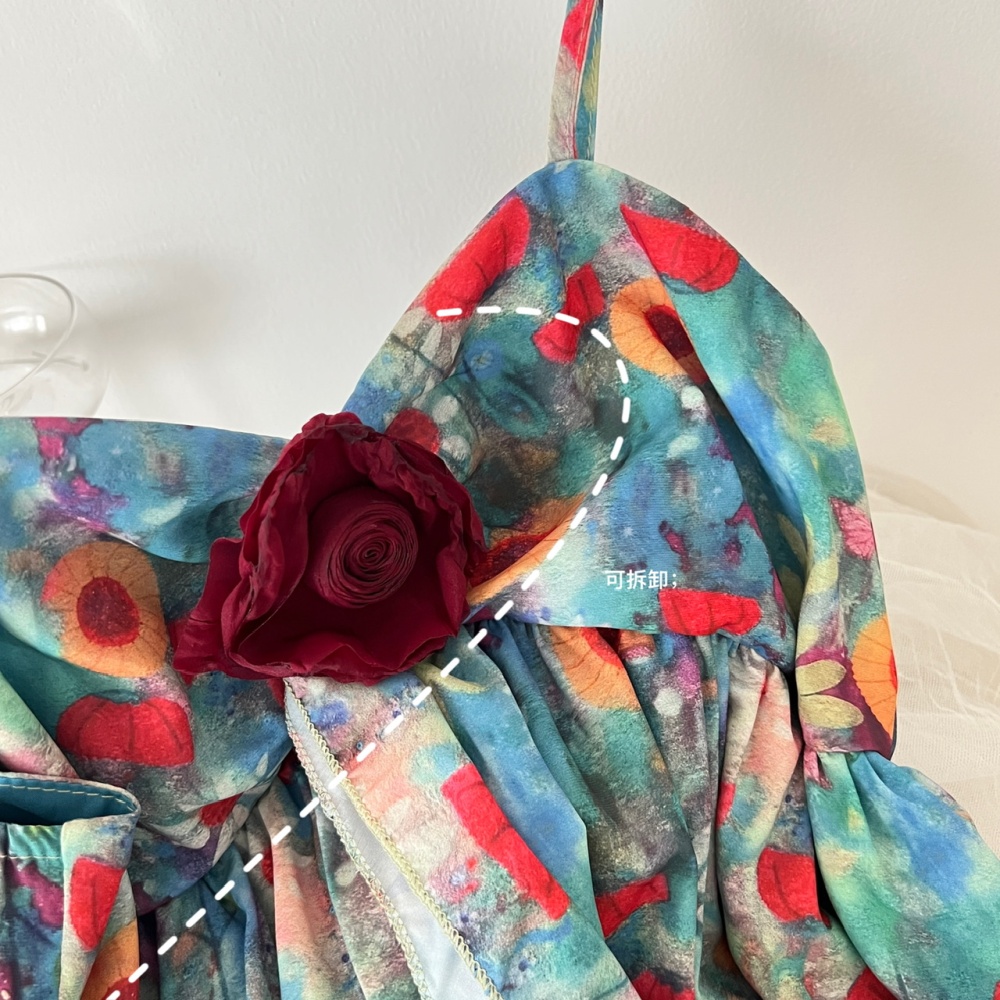 Summer spicegirl slim doll shirt sling floral tops
