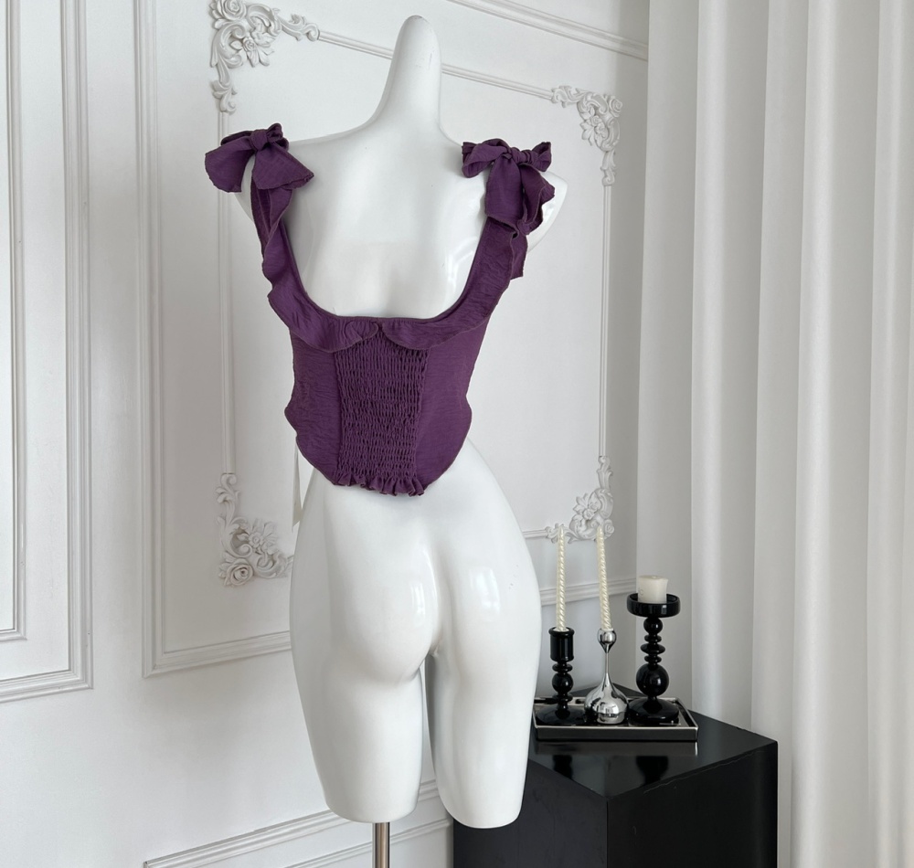 Sling lotus leaf edges small shirt frenum halter vest