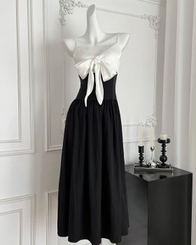 Black summer long dress swan strap dress for women