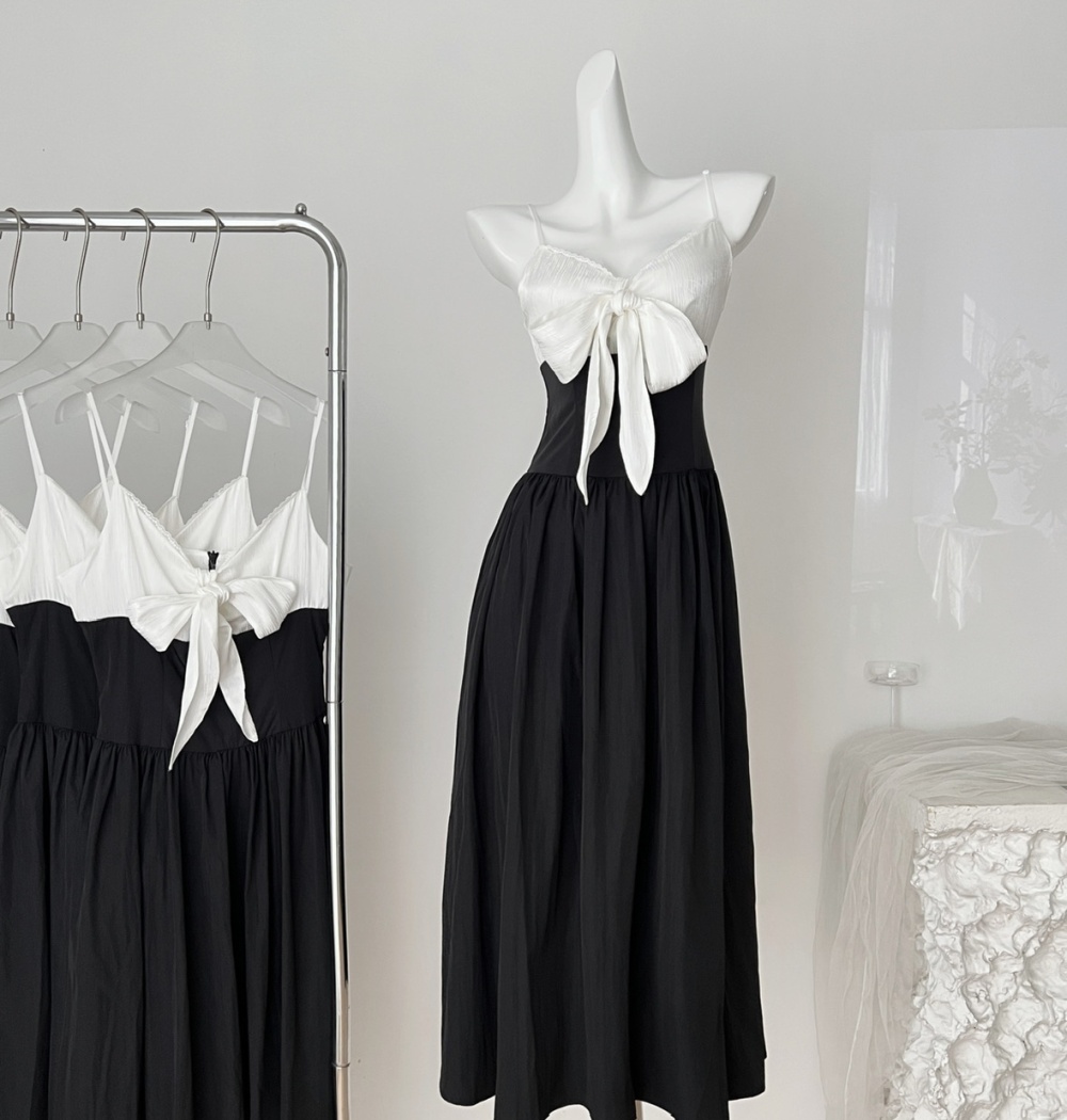 Black summer long dress swan strap dress for women