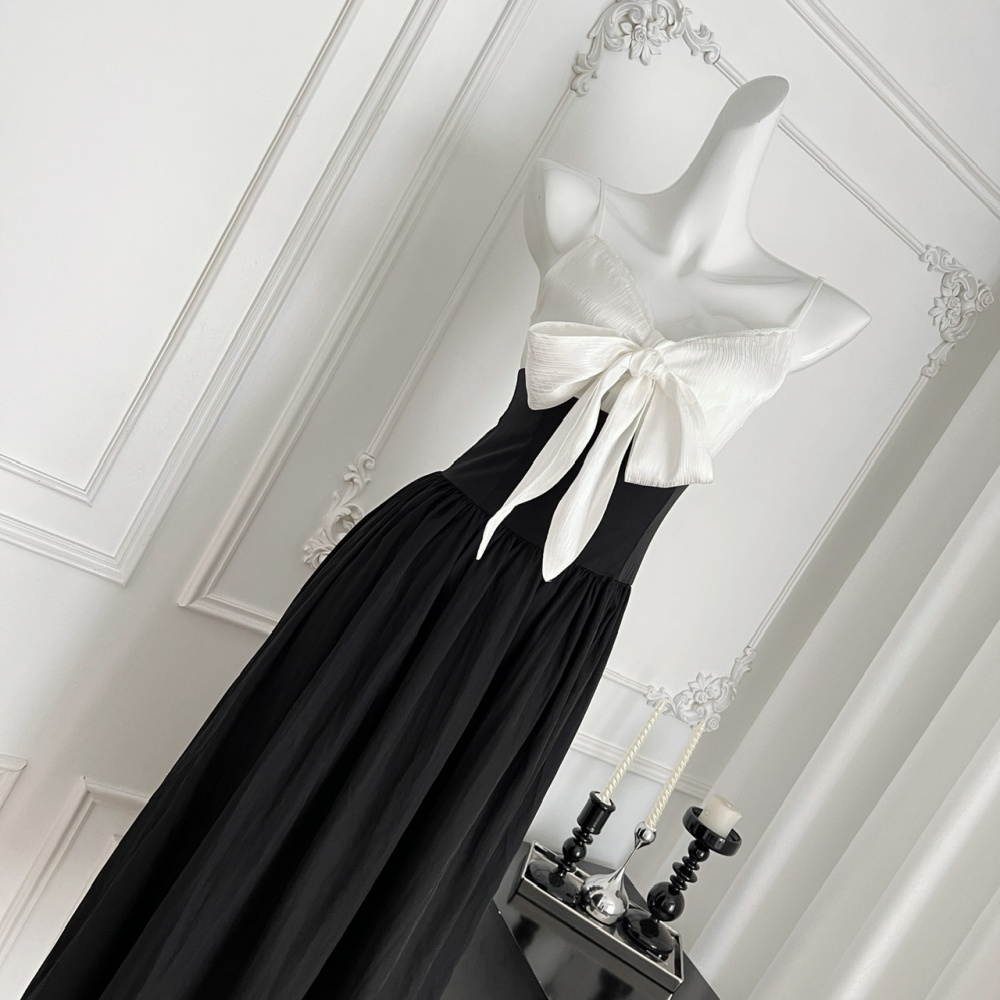 Black summer long dress swan strap dress for women