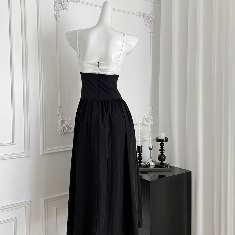 Black summer long dress swan strap dress for women