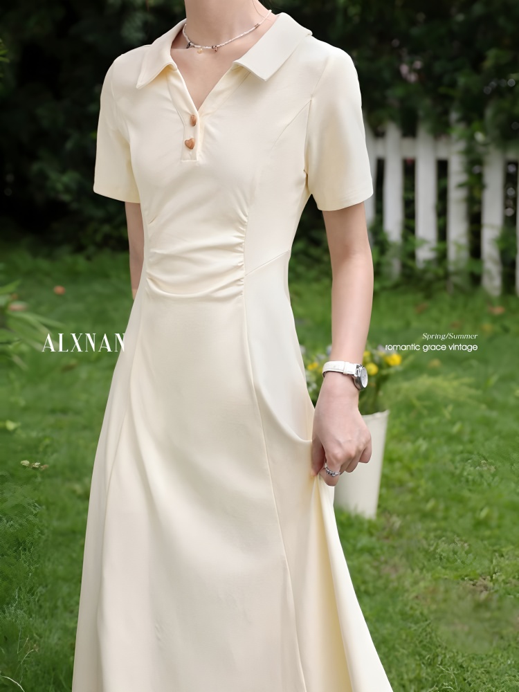 Temperament dress pinched waist long dress for women