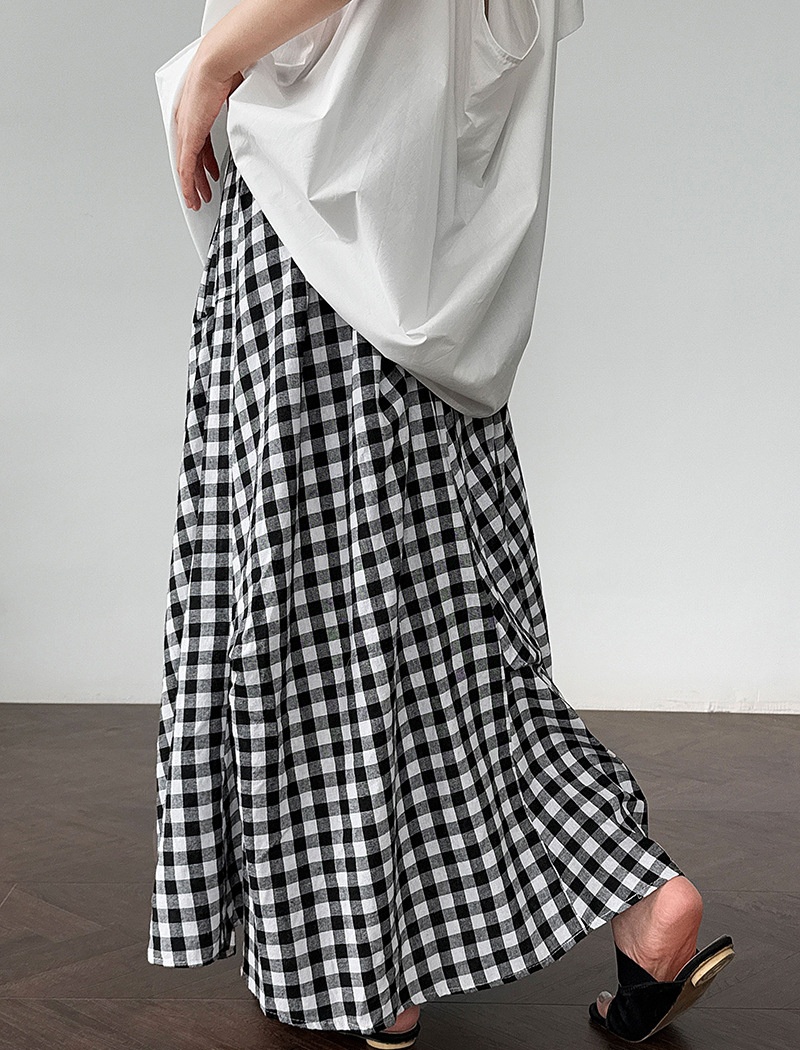 Mixed colors irregular short skirt plaid summer skirt