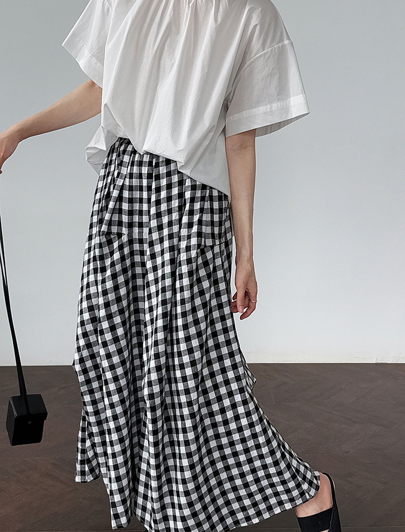 Mixed colors irregular short skirt plaid summer skirt