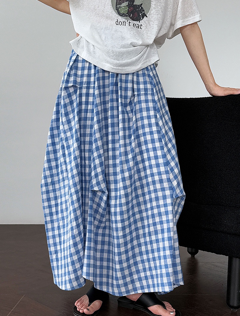 Mixed colors irregular short skirt plaid summer skirt