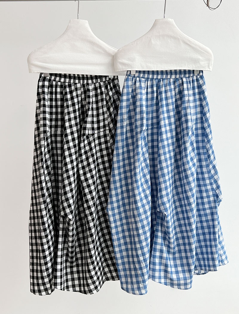 Mixed colors irregular short skirt plaid summer skirt