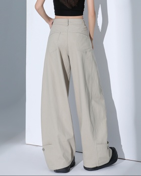 Thin high waist pants loose light-blue jeans for women