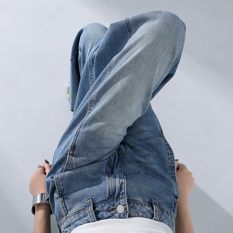 Thin high waist pants loose light-blue jeans for women