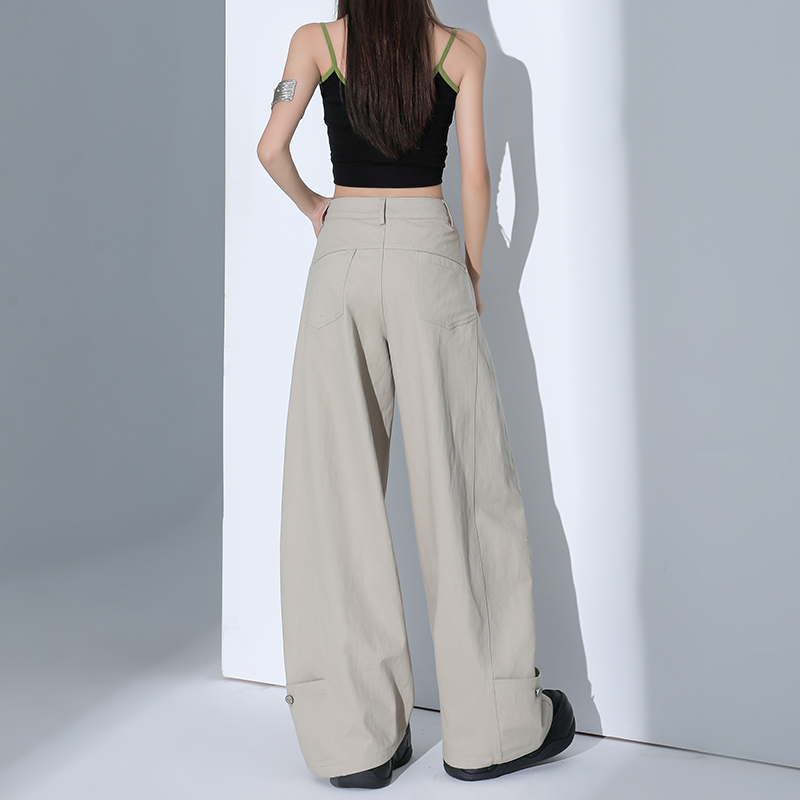 Thin high waist pants loose light-blue jeans for women