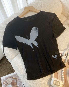 Printing navel short enticement thin T-shirt