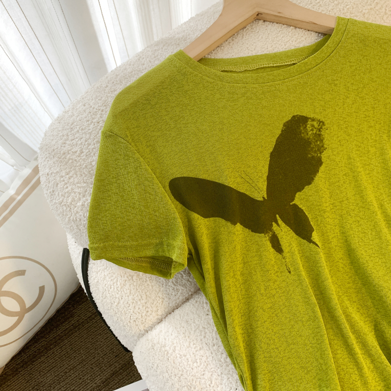 Printing navel short enticement thin T-shirt