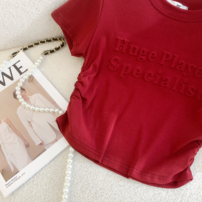 Stereoscopic pullover T-shirt pure tops for women