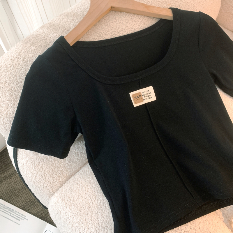 Casual square collar tops summer T-shirt for women