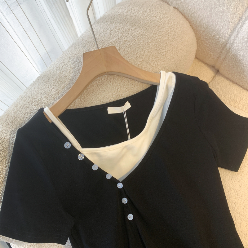 Refreshing sweet sling pure cotton T-shirt 2pcs set for women