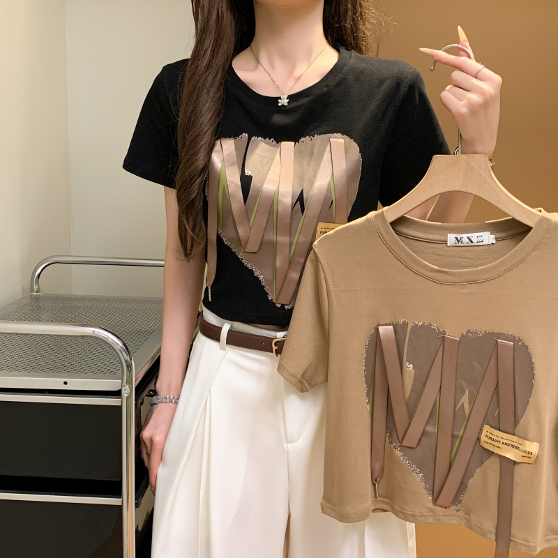 Niche heart spicegirl tops short sleeve streamer T-shirt