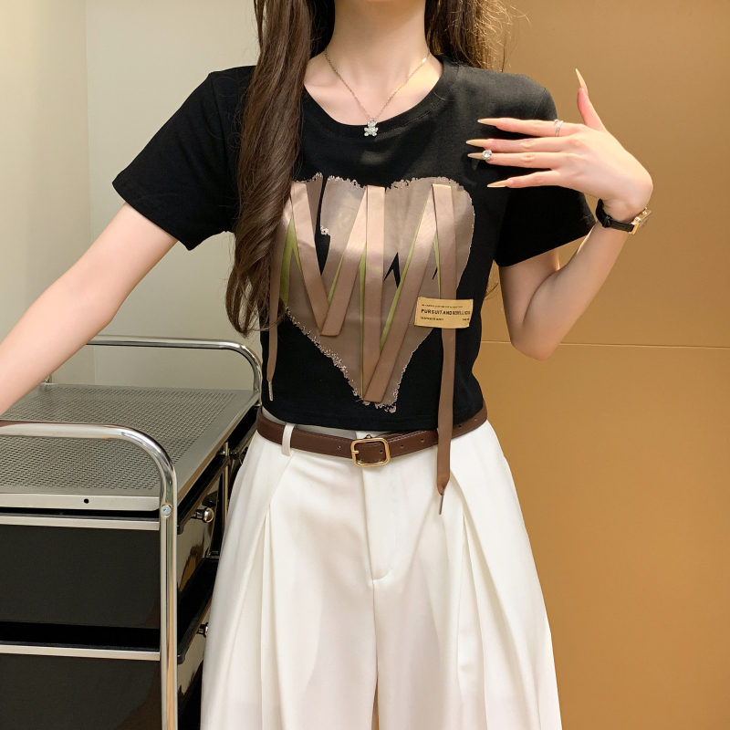 Niche heart spicegirl tops short sleeve streamer T-shirt