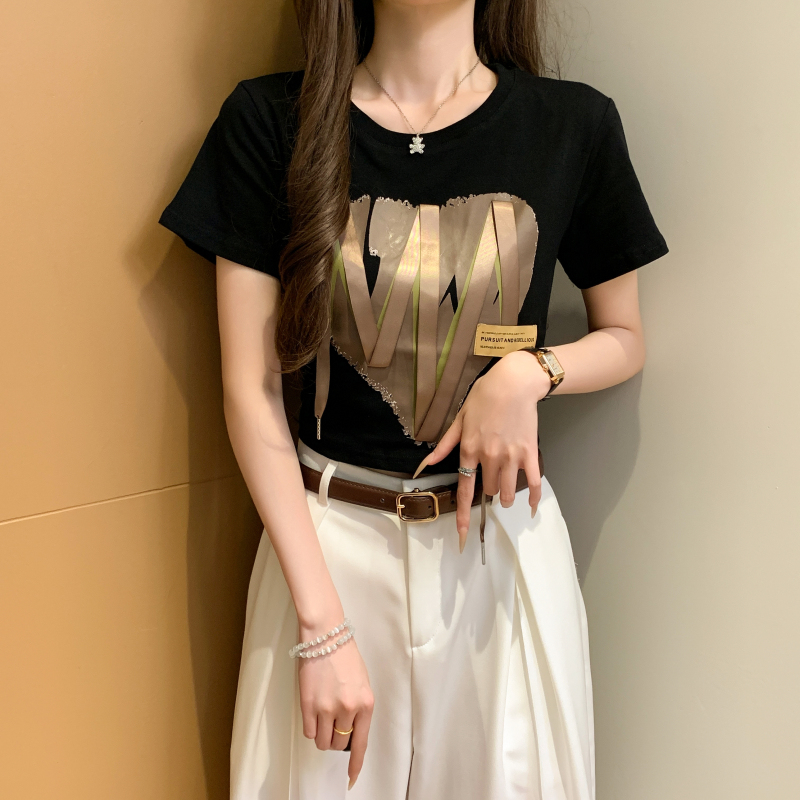 Niche heart spicegirl tops short sleeve streamer T-shirt