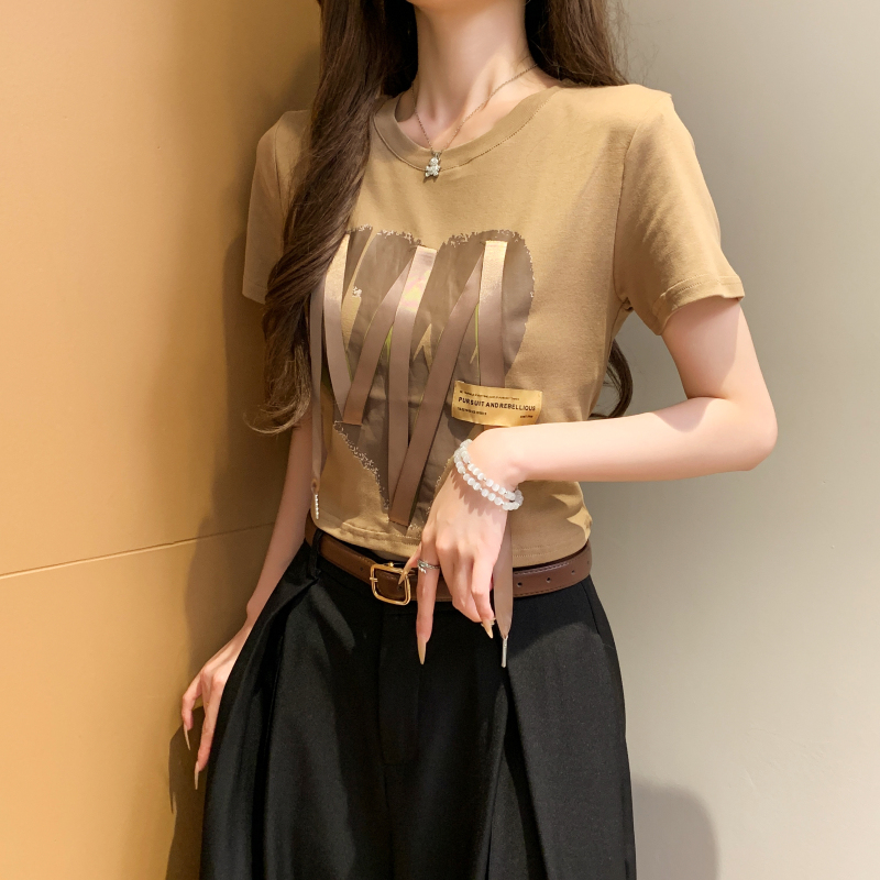 Niche heart spicegirl tops short sleeve streamer T-shirt