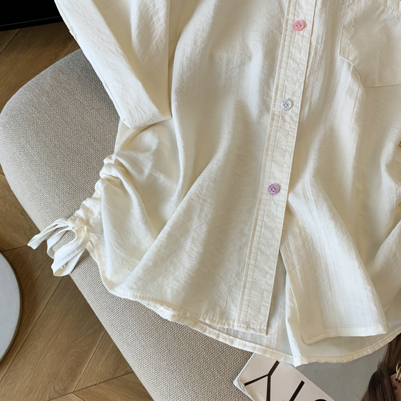 Short sleeve drawstring tops short loose shirt