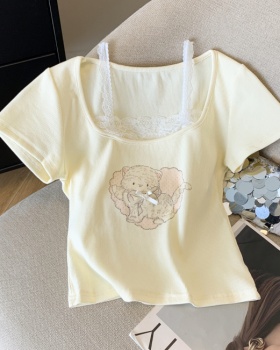 Spicegirl enticement tops Pseudo-two T-shirt for women