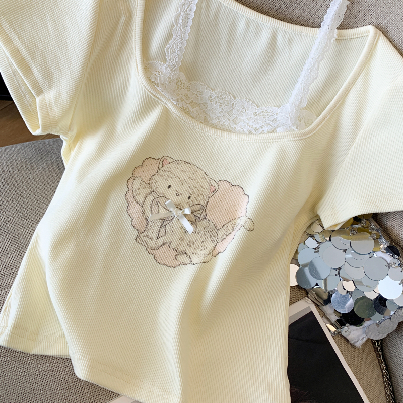 Spicegirl enticement tops Pseudo-two T-shirt for women