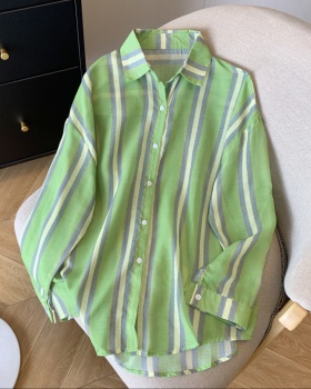 Stripe summer coat single-breasted shirt