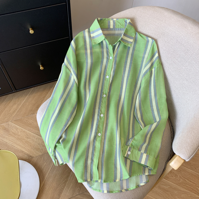 Stripe summer coat single-breasted shirt