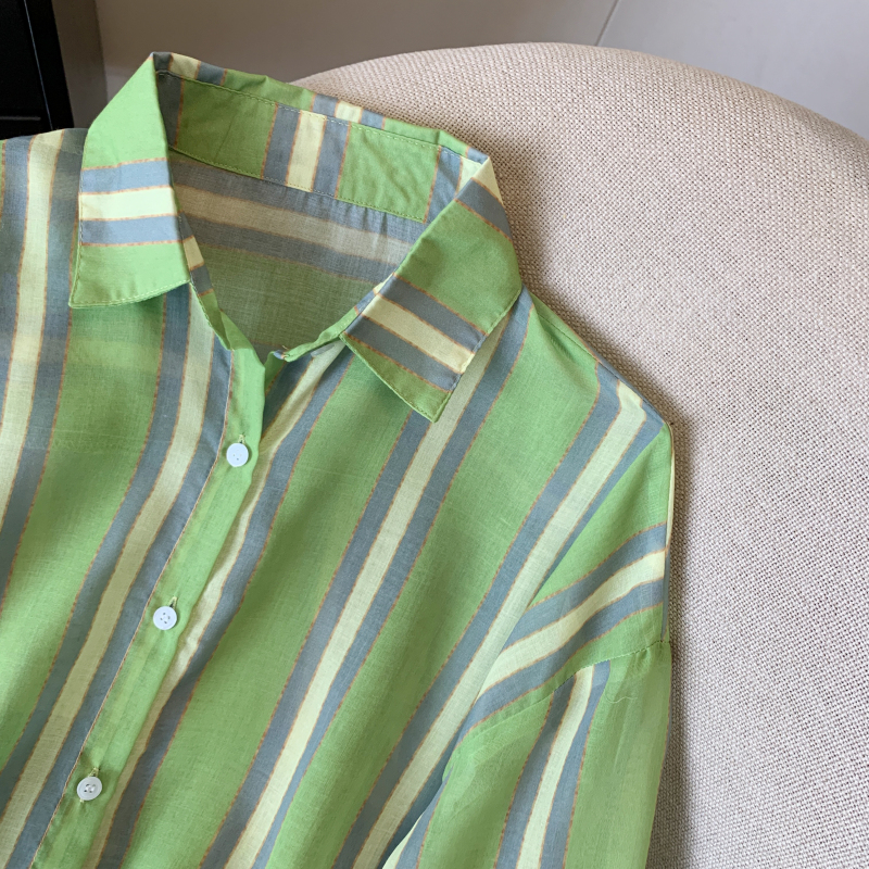 Stripe summer coat single-breasted shirt