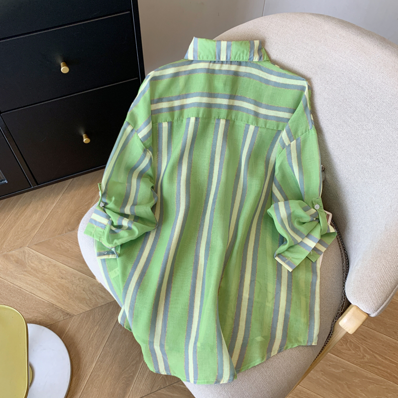 Stripe summer coat single-breasted shirt