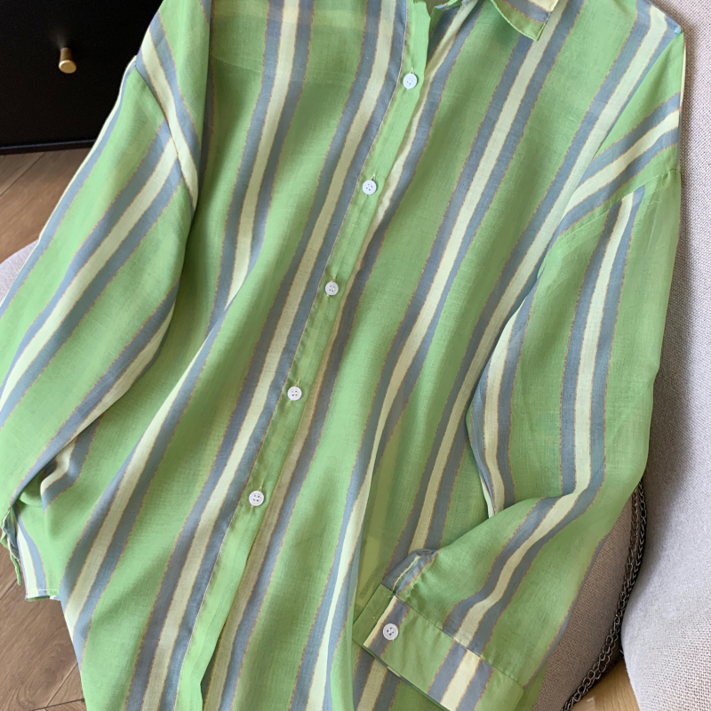Stripe summer coat single-breasted shirt