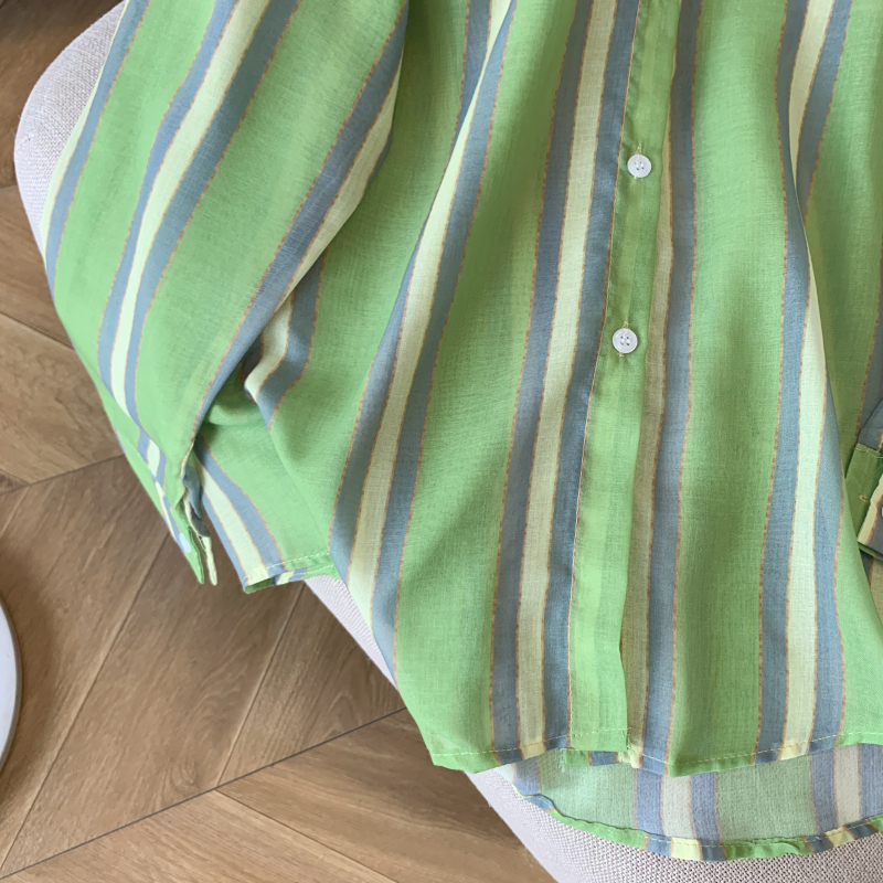 Stripe summer coat single-breasted shirt