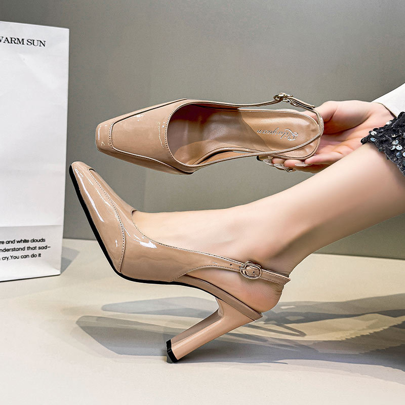 Summer red shoes high-heeled thick sandals for women