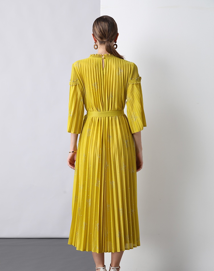 Fold pleated dress loose long dress for women