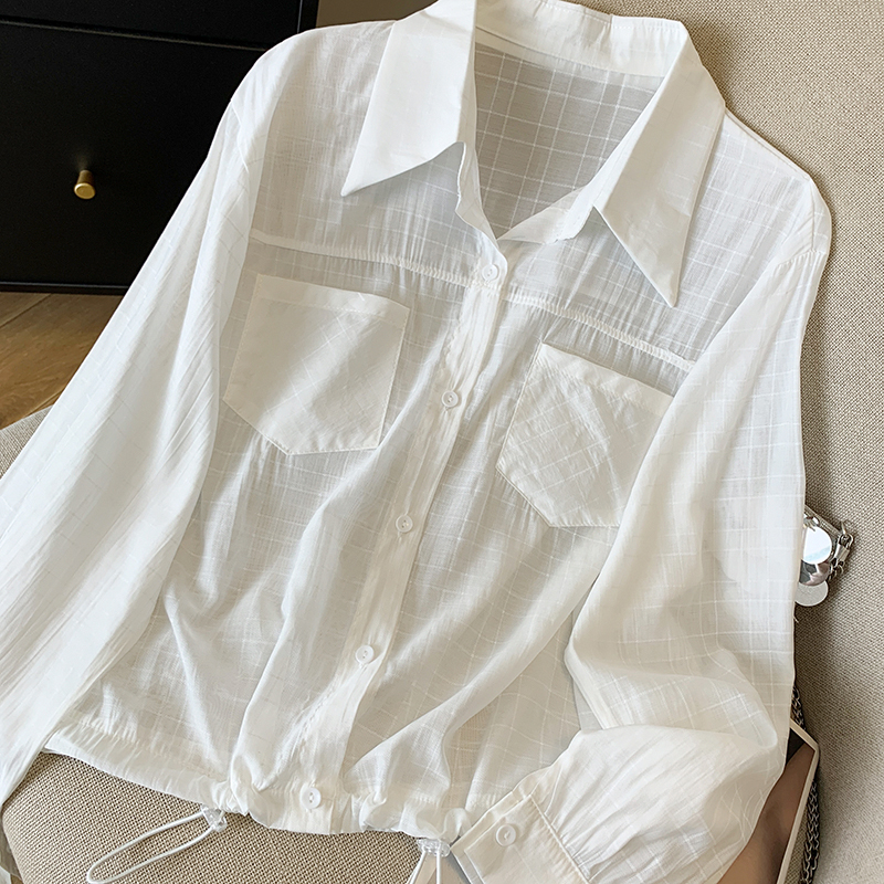 Niche short France style coat long sleeve pure shirt