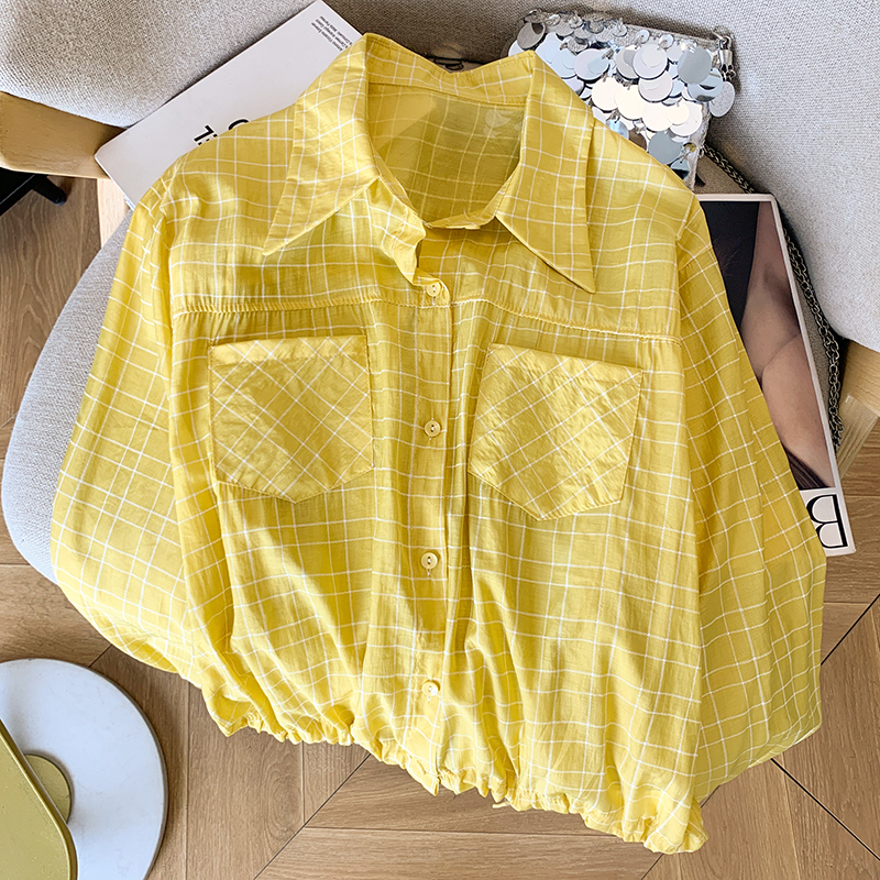 Niche short France style coat long sleeve pure shirt