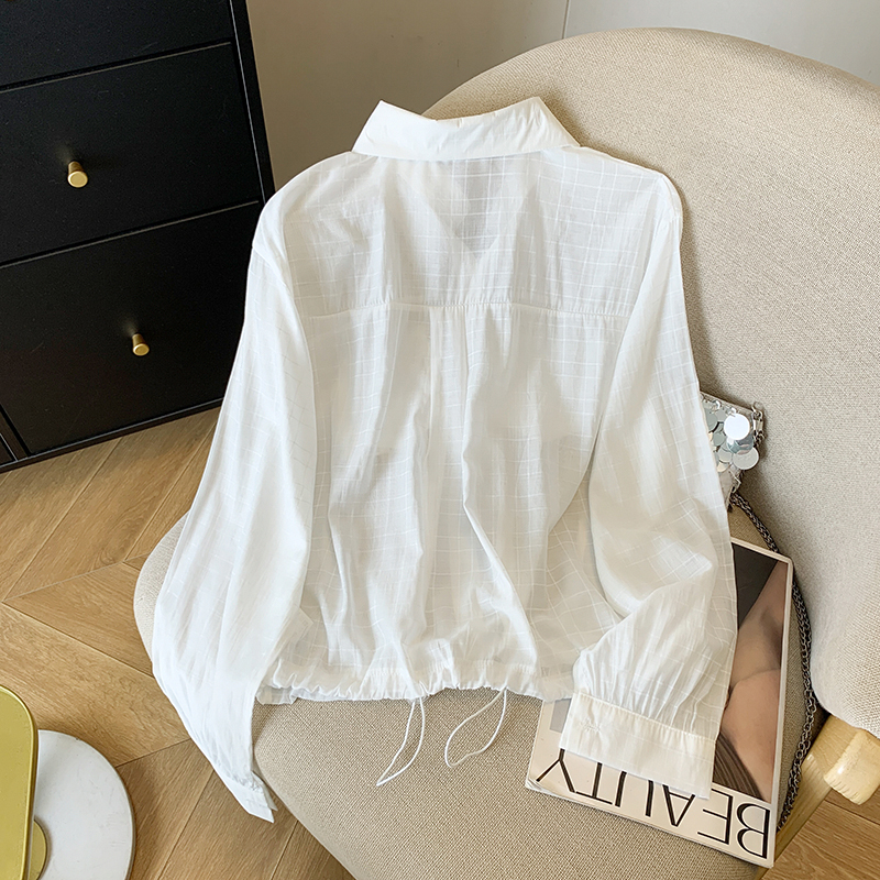 Niche short France style coat long sleeve pure shirt
