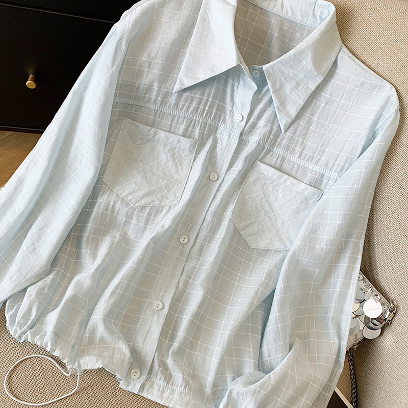 Niche short France style coat long sleeve pure shirt